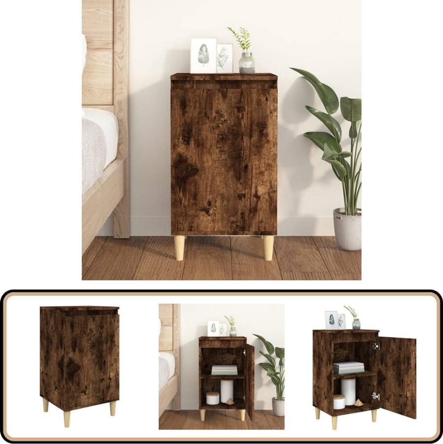 VidaXL Nachtkastje 40x35x70 cm Gerookt Eiken Nachtkastje Kastje Salontafel Kamermeubilair Bruine Meubels Eiken Meubels Vintage Meubels Modern Meubilair