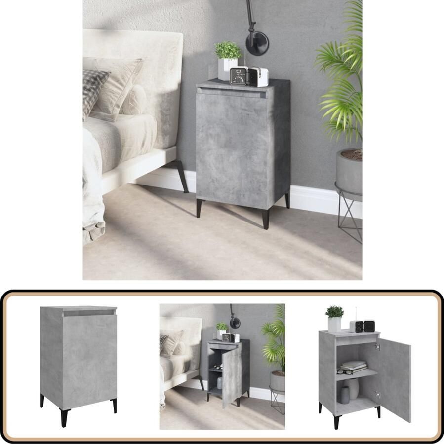 VidaXL Nachtkastje 40x35x70 cm Hout Betongrijs Nachtkastje Nachtkast Beton Grijs Houten Nachtkast Stapelkast Bergruimte Slaapkamersdecoratie Kamerinrichting
