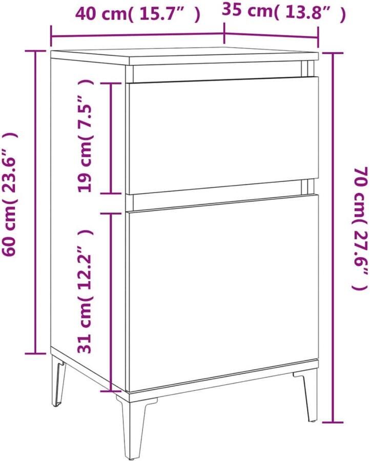 VidaXL -Nachtkastje-40x35x70-cm-wit - Foto 3