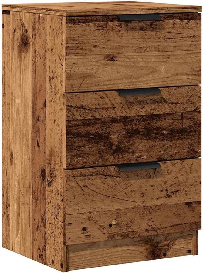VidaXL Nachtkastje 40x36x65 cm bewerkt hout oud houtkleurig