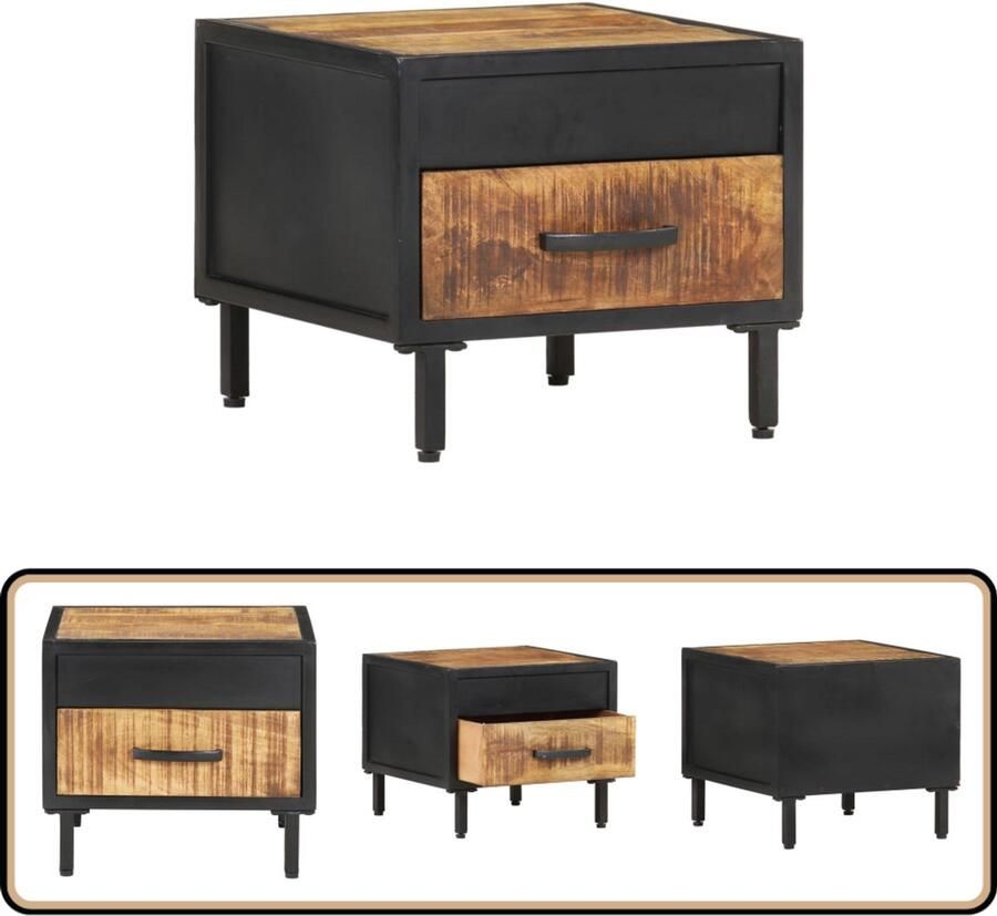 VidaXL Nachtkastje 40x40x35 cm Ruw Mangohout Nachtkastje Bijzettafel Industriele Stijl Mangohout Woonaccessoires