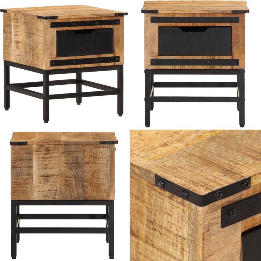 VidaXL Nachtkastje 40x40x45 cm massief mangohout Nachtkastje Nachtkastjes Wandkastje Wandtafeltje