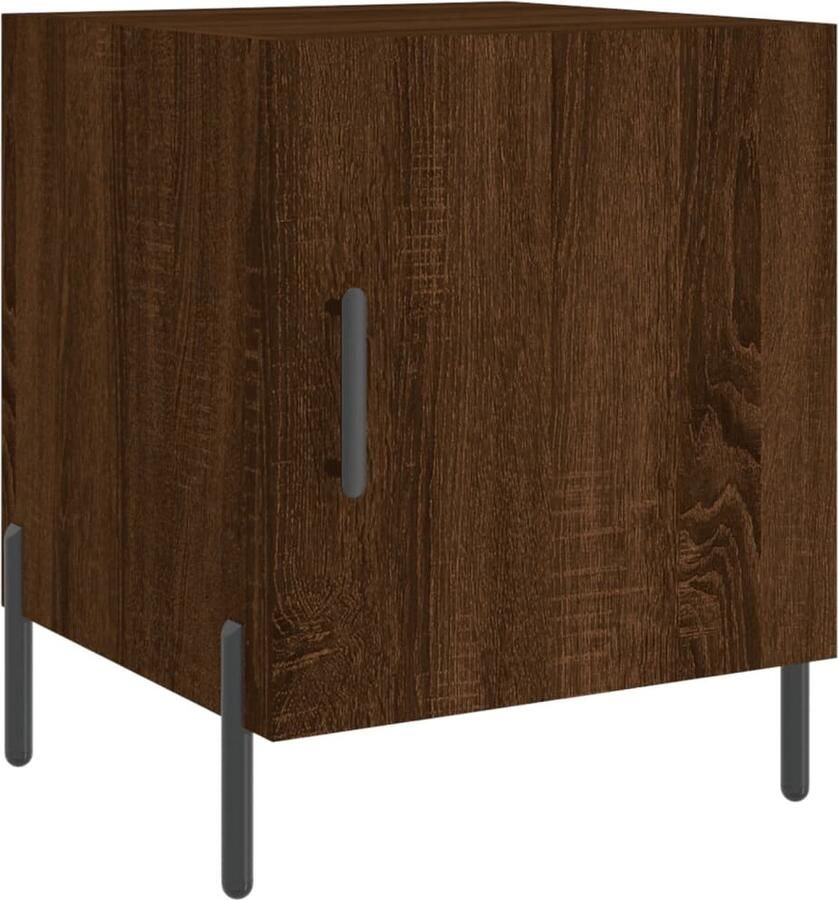 VidaXL Nachtkastje 40x40x50 cm Bruin Eikenkleur Nachtkastje Bruine Eiken Kleur Houten Kast Bergruimte Nachtlampje Slaapkamermeubilair Sidetable