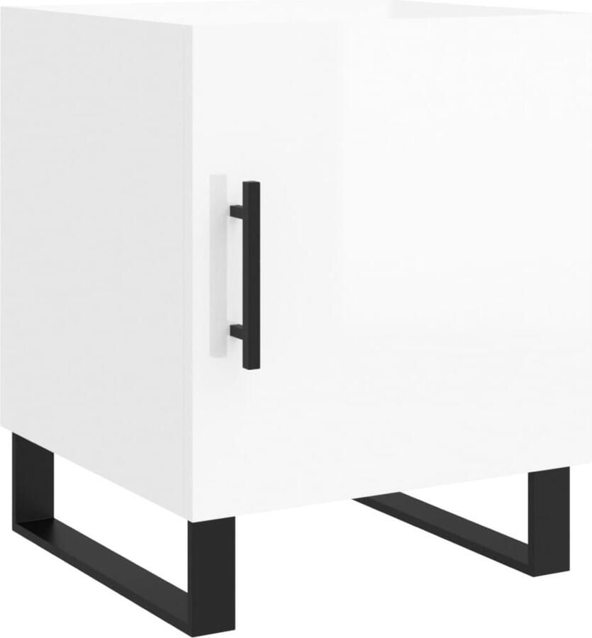 VidaXL -Nachtkastje-40x40x50-cm-bewerkt-hout-hoogglans-wit - Foto 3