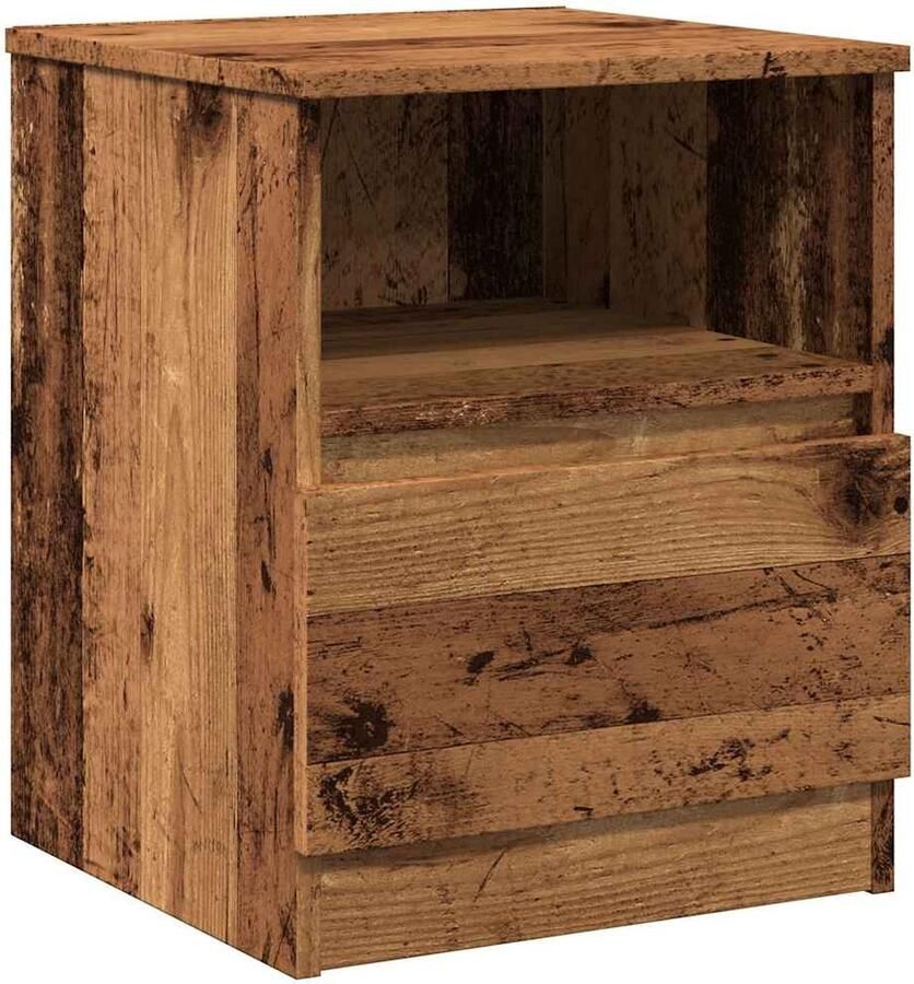 VidaXL Nachtkastje 40x40x50 cm bewerkt hout oud houtkleurig
