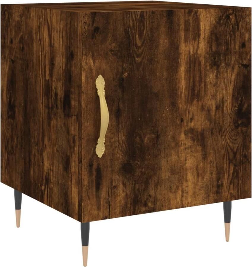 VidaXL Nachtkastje 40x40x50 cm Gerookt Eiken Kleur Nachtkastje Nachtlamp Houten Kast Bruine Kast Vintage Kast Slaapkamersdecoratie Bergruimte Compact Design