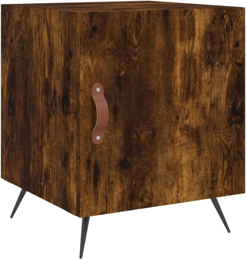 VidaXL Nachtkastje 40x40x50 cm Gerookt Eiken Nachtkastje Bijzettafel Kast Houten Kast Bruine Kast Modern Design Bergruimte Tv Tafel