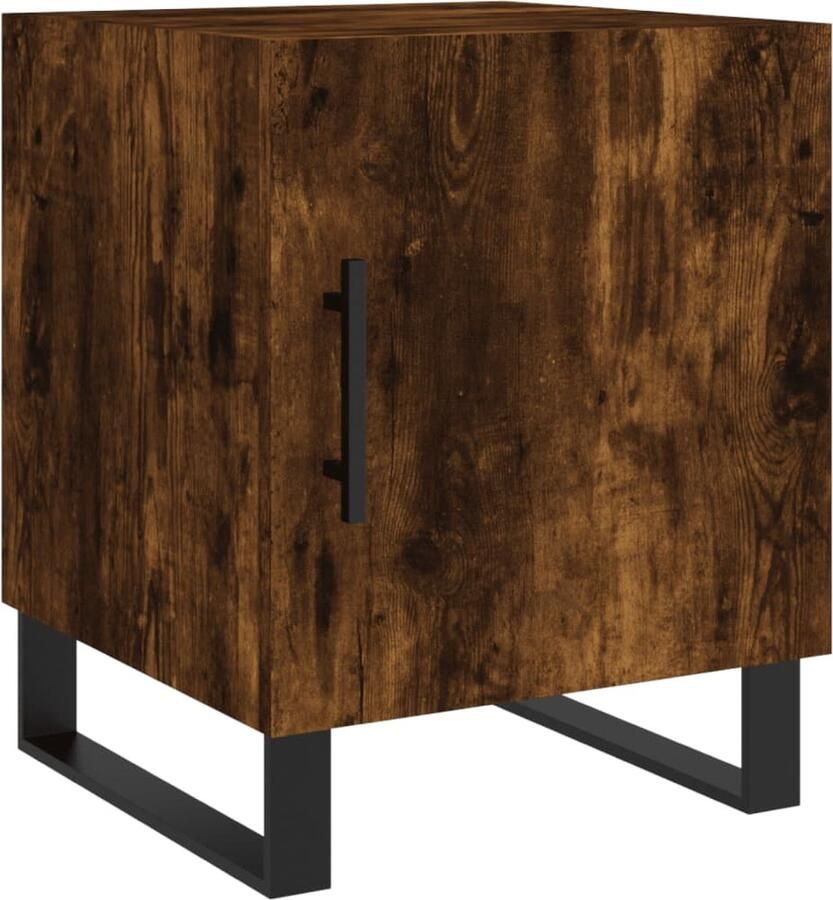 VidaXL Nachtkastje 40x40x50 cm Gerookt Eiken Nachtkastje Houten Nachtkastje Bruine Nachtkast Vintage Nachtkastje Industriële Nachtkast Bergruimte Opbergvak Slaapkamersdecor