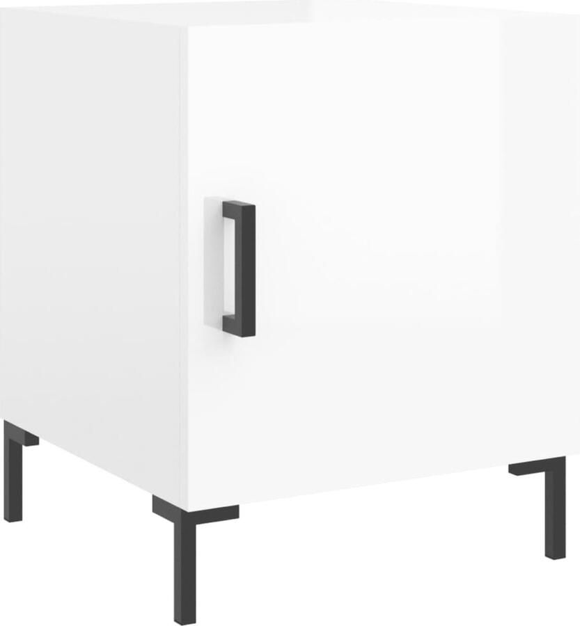 VidaXL Nachtkastje 40x40x50 cm Hoogglans Wit Nachtkastje Bijzettafel Modern Design Houten Kast Witte Kast Slaapkamerinrichting Opslagoplossing Woonaccessoires