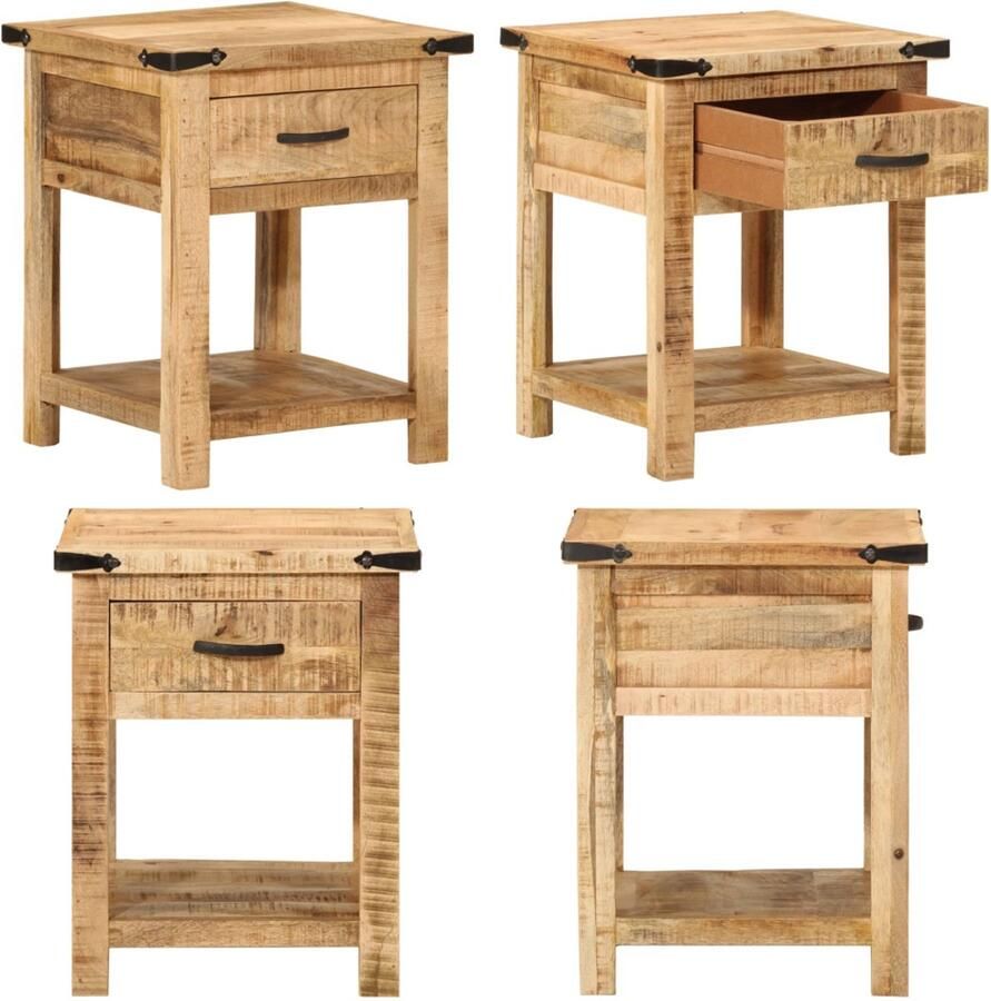 VidaXL Nachtkastje 40x40x50 cm massief mangohout Nachtkastje Nachtkastjes Bijzettafel Wandkastje