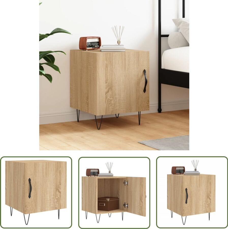 VidaXL Nachtkastje 40x40x50 cm Sonoma eiken Nachtkastje Bijzettafel Kast Houten Kast Sonomaneiken Bruine Kast Salontafel Slaapkamermeubilair