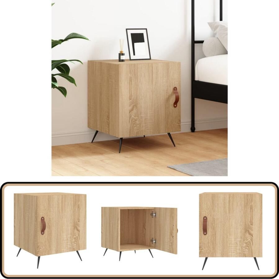 VidaXL Nachtkastje 40x40x50 cm Sonoma Eiken Nachtkastje Bijzettafel Kast Houten Kast Sonomaneiken