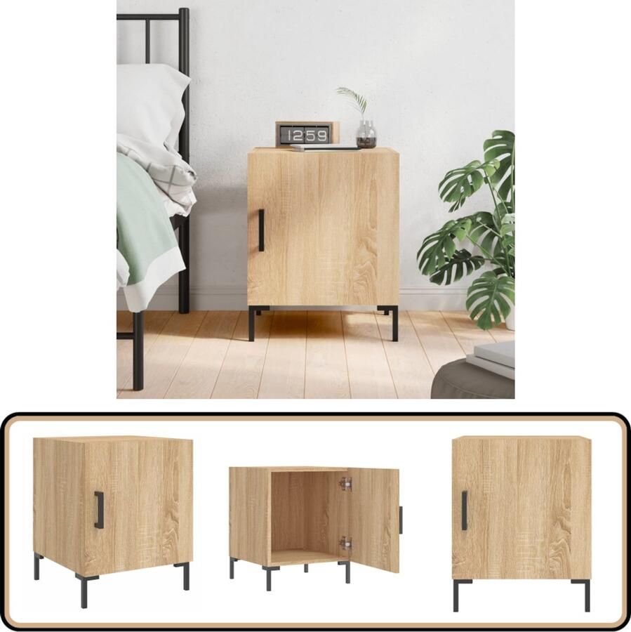 VidaXL Nachtkastje 40x40x50 cm Sonoma eiken Nachtkastje Nachtlamp Salontafel Houten Kast Bruine Kast Vintage Kast Modern Design Compact Bureau