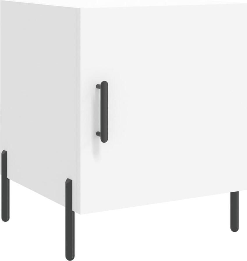 VidaXL Nachtkastje 40x40x50 cm Wit Bewerkt hout Nachtkastje Bijzettafel Modern Design Houten Kast Witte Kast Slaapkamerinrichting Opbergvak