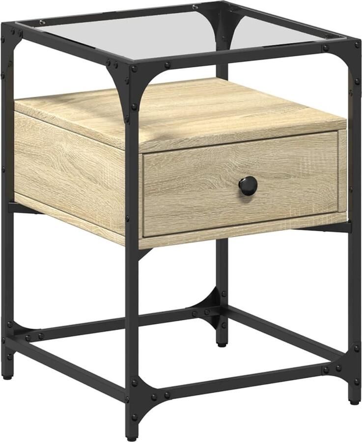 VidaXL Nachtkastje 40x40x55 cm bewerkt hout sonoma eikenkleurig