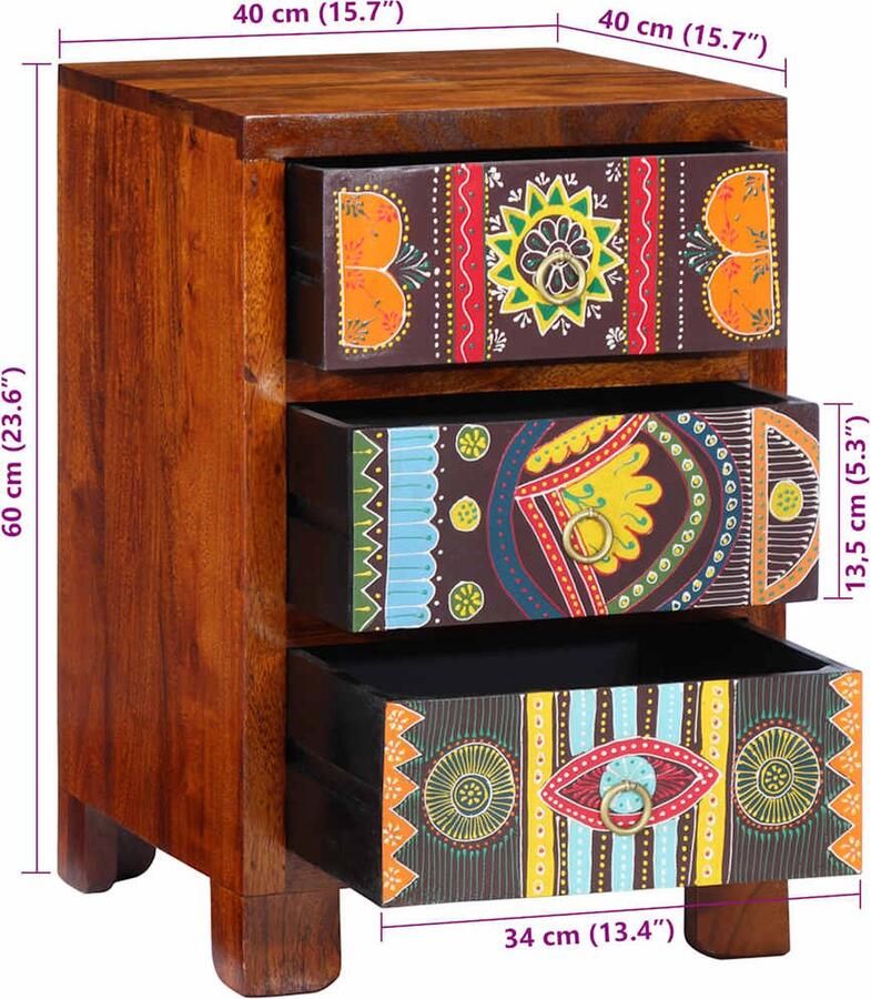 VidaXL Nachtkastje 40x40x60 cm massief acaciahout - Foto 2