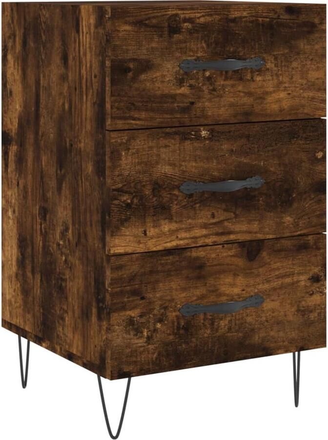 VidaXL -Nachtkastje-40x40x66-cm-bewerkt-hout-gerookt-eikenkleurig - Foto 4