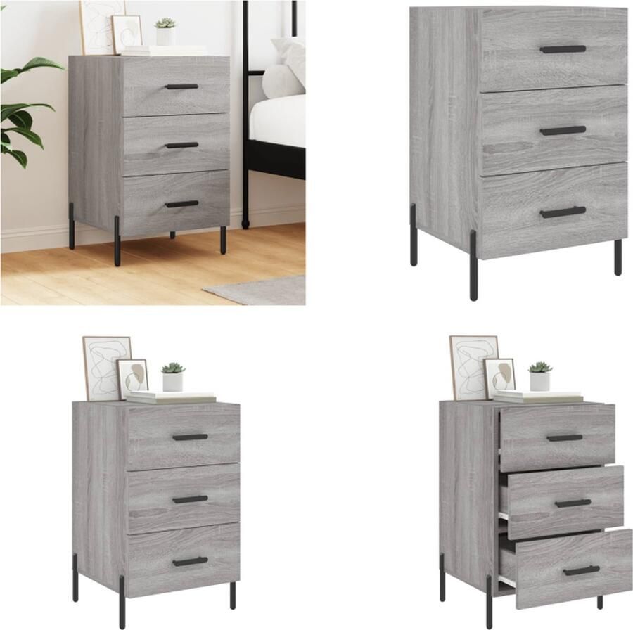 VidaXL -Nachtkastje-40x40x66-cm-bewerkt-hout-grijs-sonoma-eiken