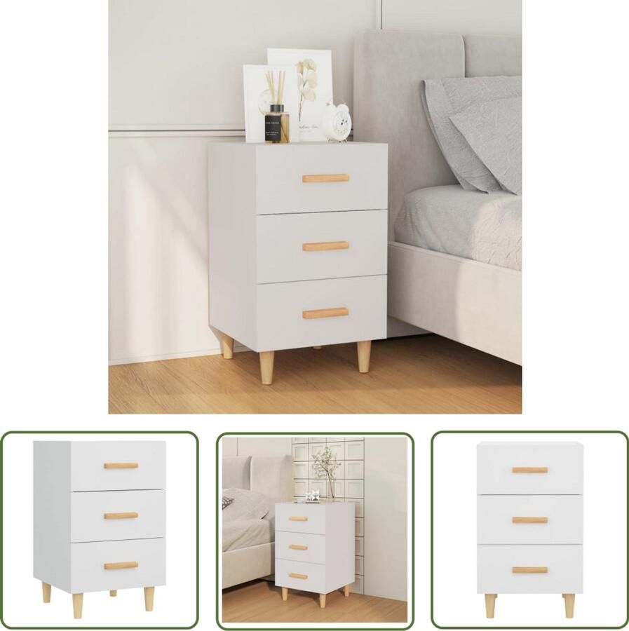 VidaXL Nachtkastje 40x40x66 cm Bewerkt hout Wit Nachtkastje Kastje Slaapkamermeubel Houten Meubel Witte Meubel Badkamermeubel Livingroom Furniture Sidetable Bedside Table Storage Solutions Bedroom Essentials Home Decor