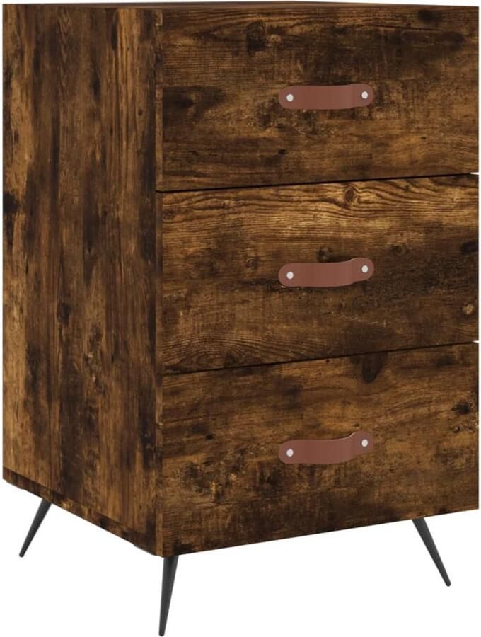 VidaXL Nachtkastje 40x40x66 cm Gerookt Eikenhout Nachtkastje Kast Slaapkamermeubel Houten Meubel Bruine Kast Vintage Kast Modern Design Bergruimte Nachtlamp