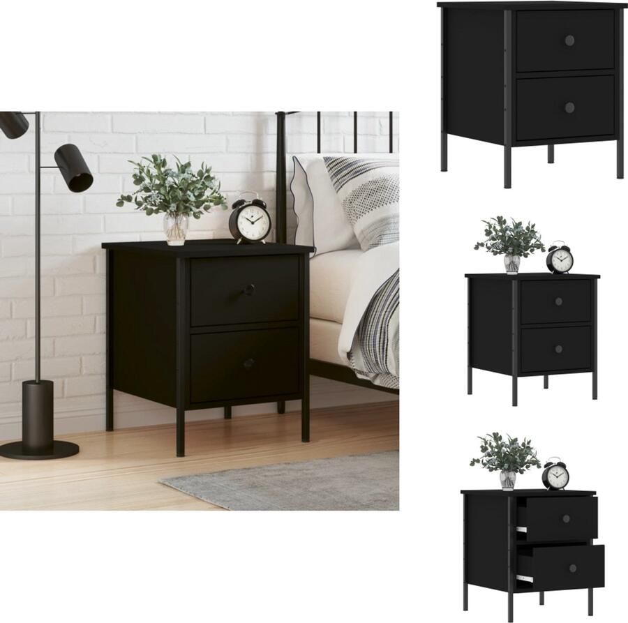 VidaXL -Nachtkastje-40x42x50-cm-bewerkt-hout-zwart