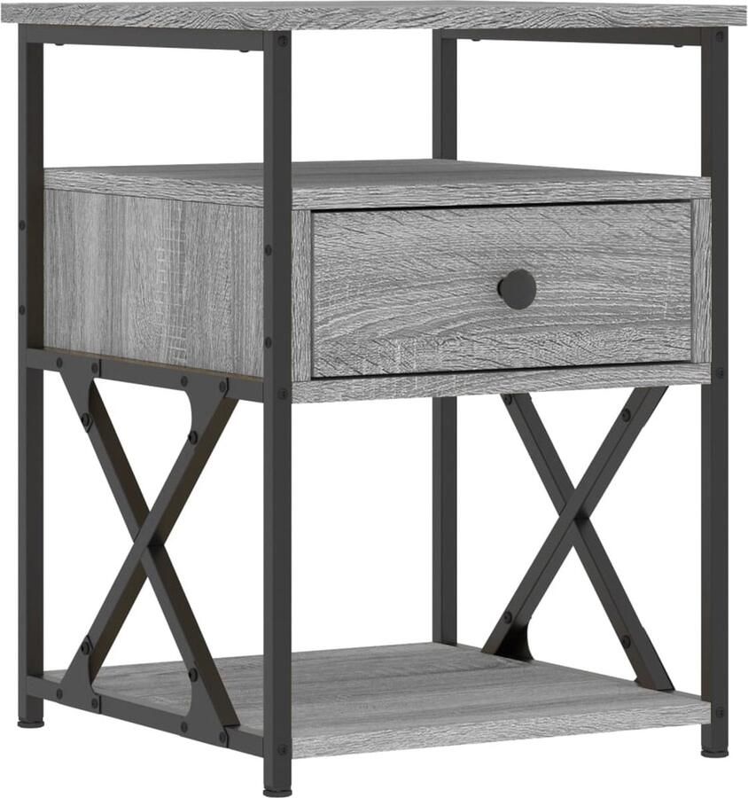 VidaXL -Nachtkastje-40x42x55-cm-bewerkt-hout-grijs-sonoma-eikenkleurig - Foto 3