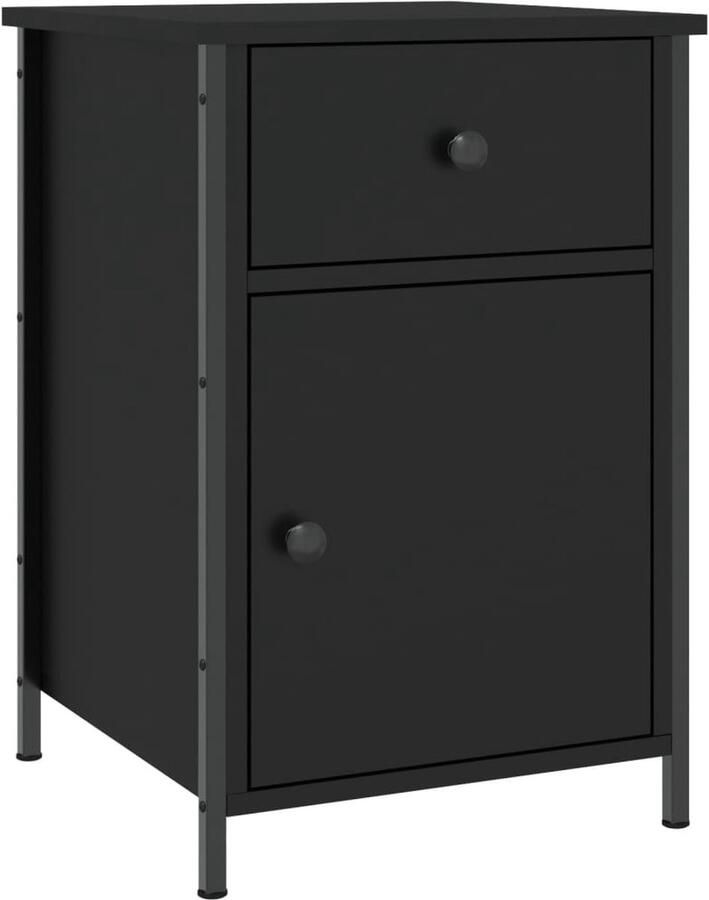 VidaXL -Nachtkastje-40x42x60-cm-bewerkt-hout-zwart - Foto 3