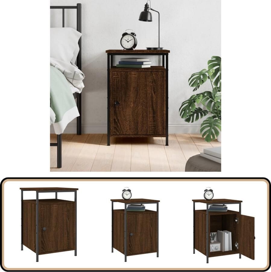 VidaXL Nachtkastje 40x42x60 cm Bruin Eikenhout Nachtkastje Kast Slaapkamermeubels Houten Kast Bruine Kast