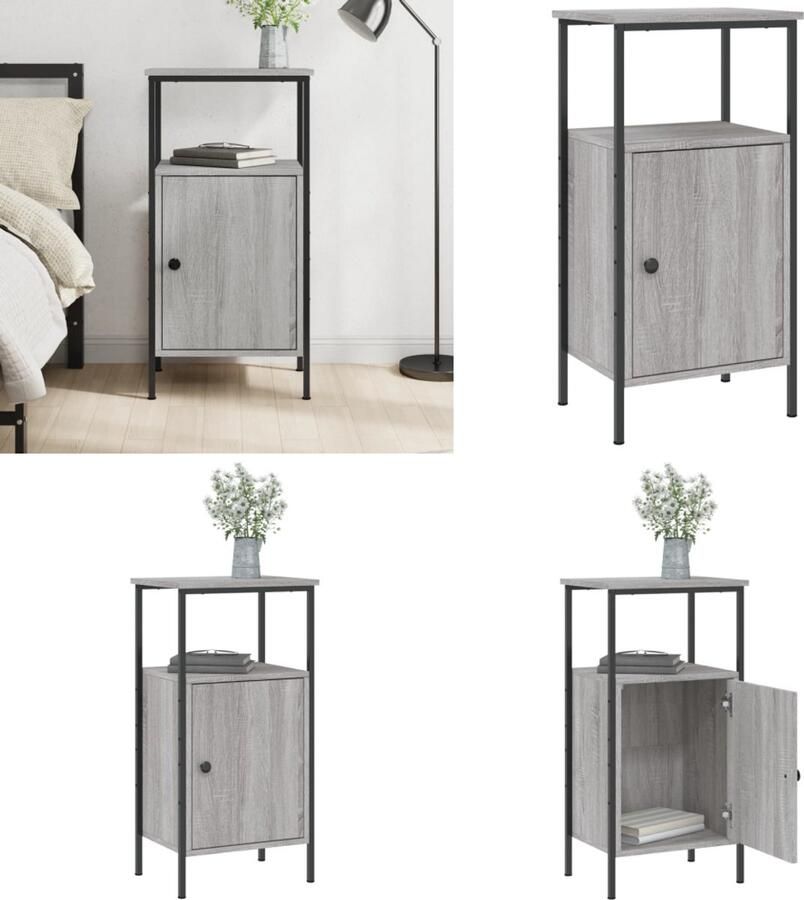 VidaXL -Nachtkastje-41x31x80-cm-bewerkt-hout-grijs-sonoma - Foto 2