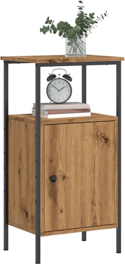 FIONERA Nachtkastje 41x31x80 cm bewerkt hout artisanaal eikenkleurig