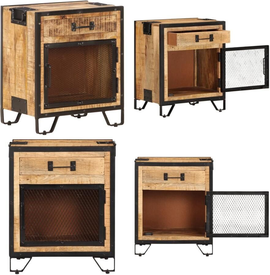 VidaXL Nachtkastje 43x30x51 cm massief ruw mangohout Nachtkastje Nachtkastjes Slaapkamerkastje Slaapkamerkastjes