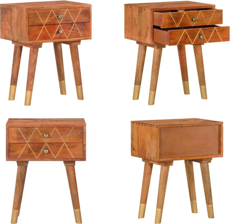VidaXL Nachtkastje 43x30x58 cm massief mangohout Nachtkastje Nachtkastjes Houten Bedkastje Bedtafel