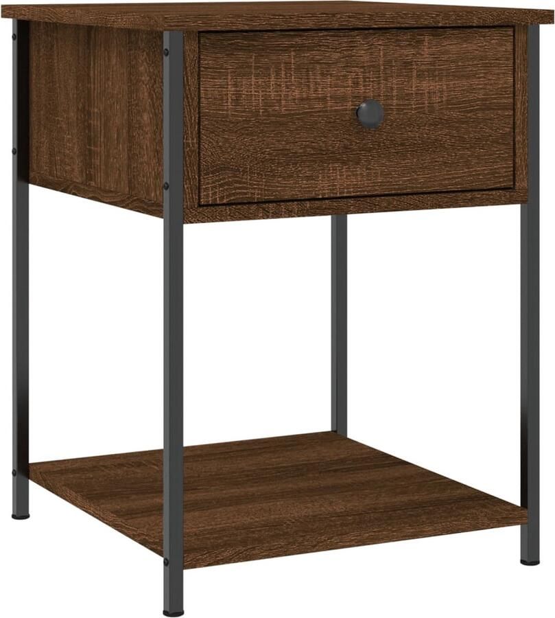 VidaXL -Nachtkastje-44x45x58-cm-bewerkt-hout-bruineikenkleurig - Foto 2