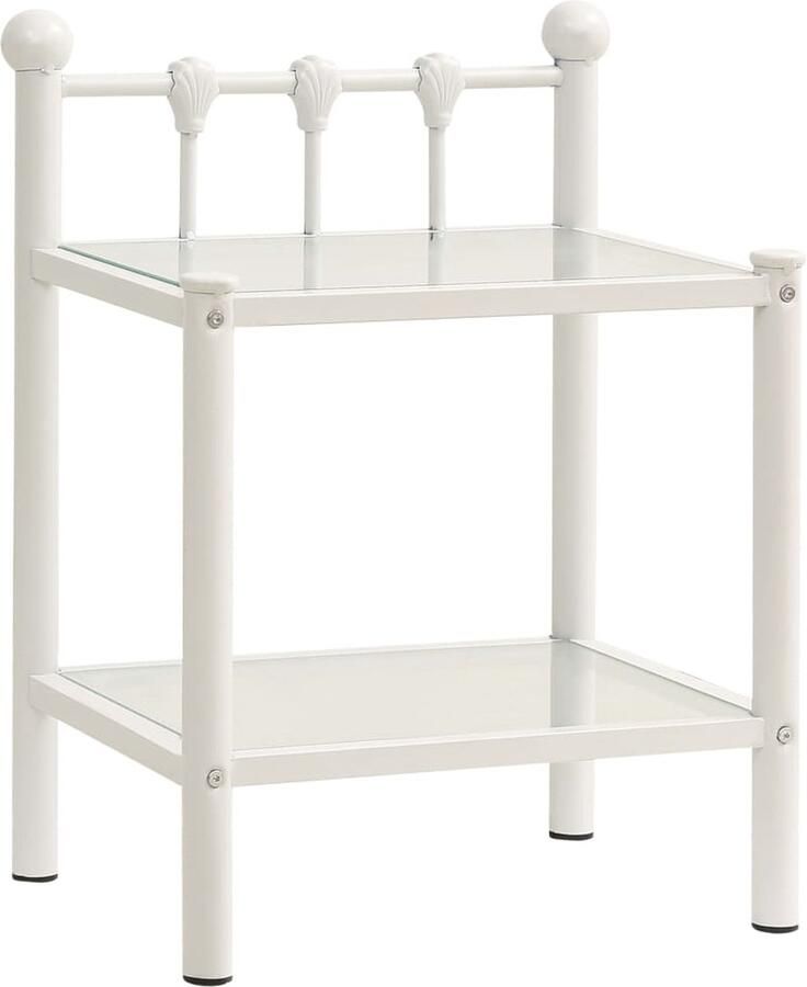 VidaXL -Nachtkastje-45x34 5x60 5-cm-metaal-en-glas-wit-en-transparant