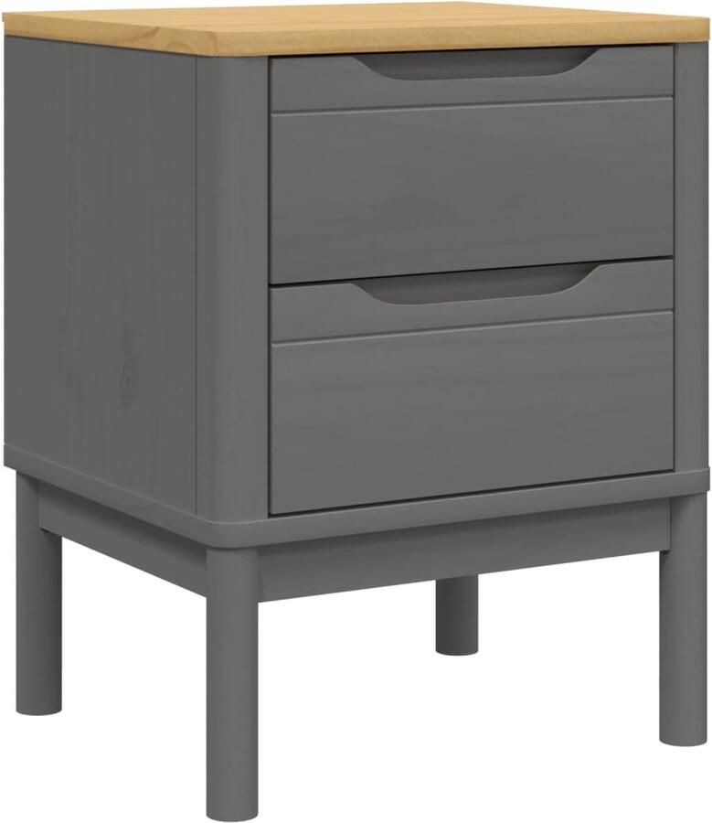 VIDAXL Nachtkastje FLORO 45x39x57 cm massief grenenhout grijs