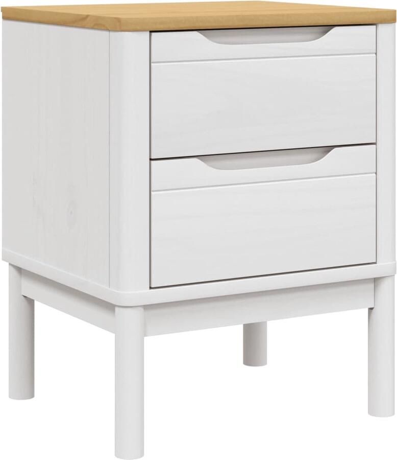 VIDAXL Nachtkastje FLORO 45x39x57 cm massief grenenhout wit