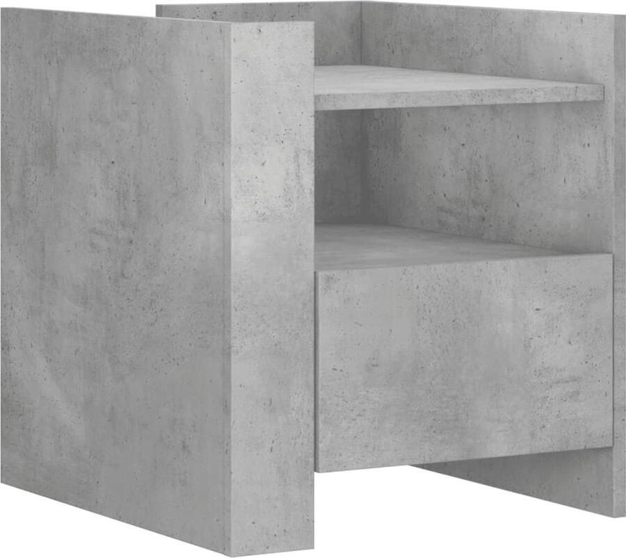 VidaXL Nachtkastje 45x50x50 cm bewerkt hout betongrijs