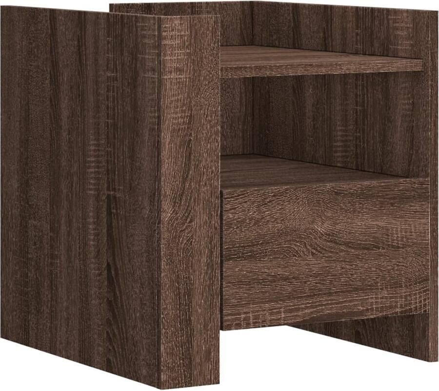 VidaXL Nachtkastje 45x50x50 cm Bruin Eikenhout Nachtkastje Nachtkastjes Bijzettafel Wandkastje
