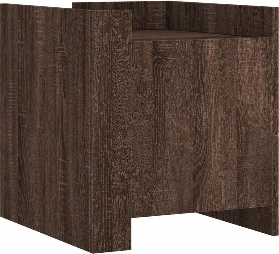 VidaXL Nachtkastje 45x50x50 cm bewerkt hout bruin eikenkleurig