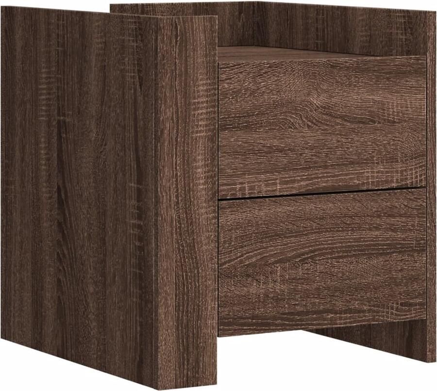 VidaXL Nachtkastje 45x50x50 cm Bruin eiken Bewerkt hout Nachtkastje Nachtkastjes Bijzettafel Wandkastje - Foto 2