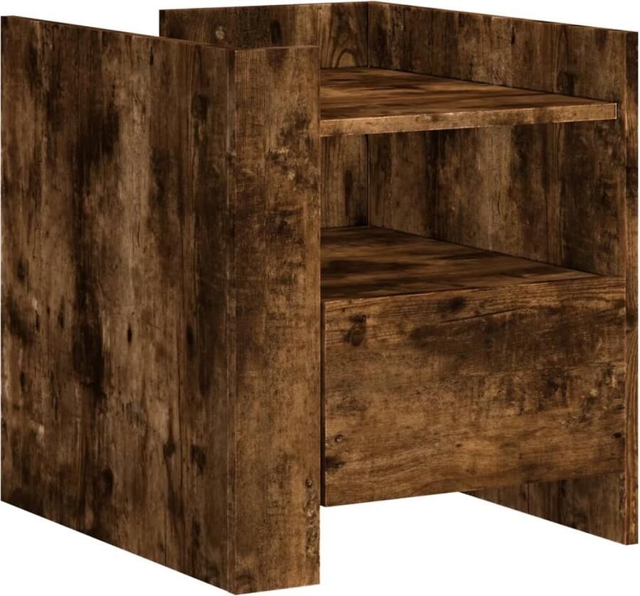 VidaXL Nachtkastje 45x50x50 cm bewerkt hout gerookt eikenkleurig