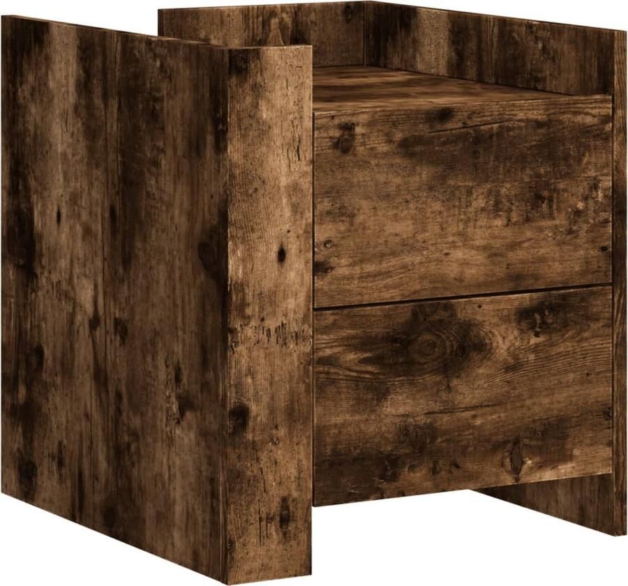 VidaXL Nachtkastje 45x50x50 cm bewerkt hout gerookt eikenkleurig