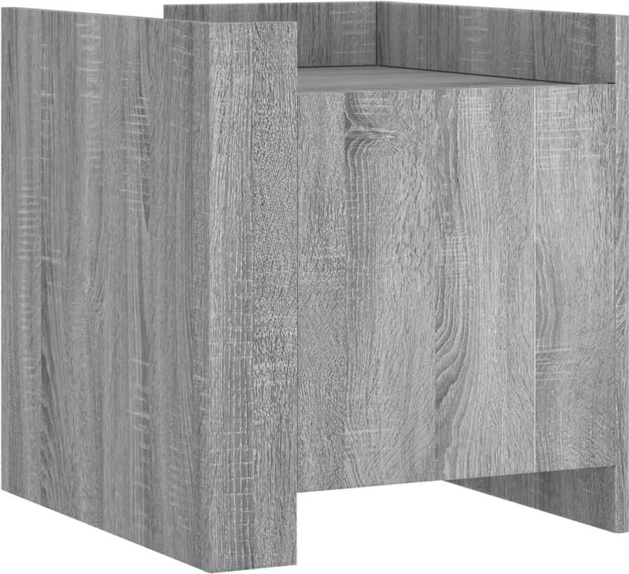The Living Store Nachtkastje 45x50x50 cm bewerkt hout grijs sonoma eikenkleurig Nachtkastje Kastje Grijze Kamermeubilair Houten Nachttafel Salontafel - Foto 2
