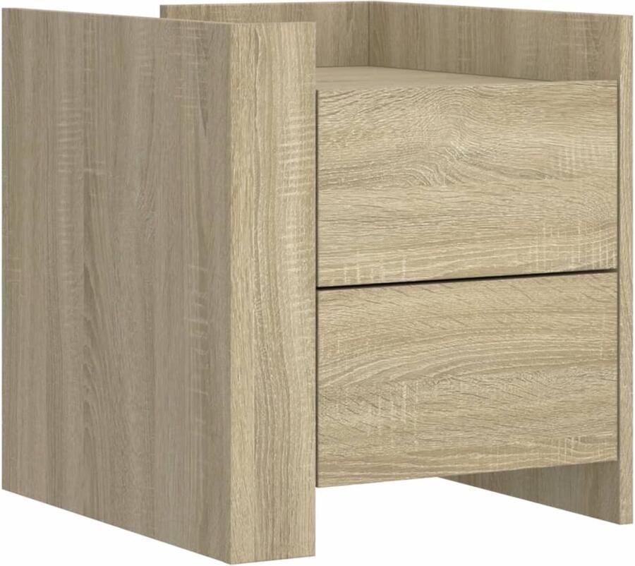 The Living Store Nachtkastje 45x50x50 cm bewerkt hout sonoma eikenkleurig Nachtkastje Salontafel Kamermeubilair Houten Meubilair Sonoma Eiken - Foto 2