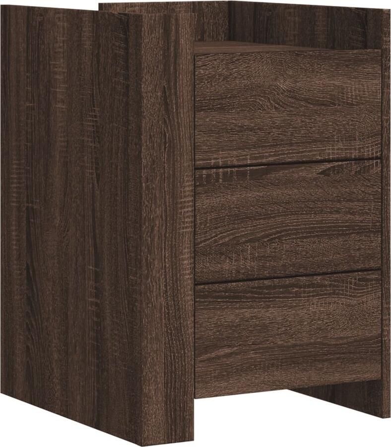 VidaXL Nachtkastje 45x50x65 cm bewerkt hout bruin eikenkleurig