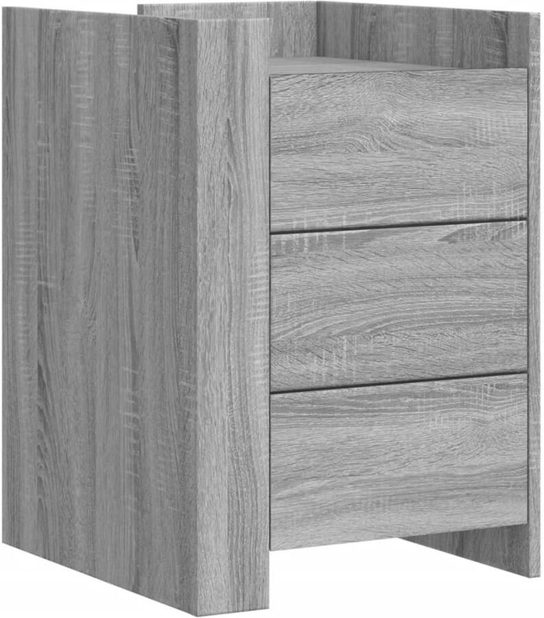 The Living Store Nachtkastje 45x50x65 cm bewerkt hout grijs sonoma eikenkleurig Nachtkastje Kastje Slaapkamermeubilair Houten Meubels Grijze Meubels - Foto 5