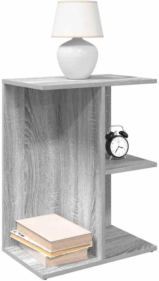 The Living Store Nachtkastje 46 5x29x61 cm bewerkt hout grijs sonoma eikenkleur Nachtkastje Kastje Slaapkamer Houten Meubel Grijze Meubels - Foto 2