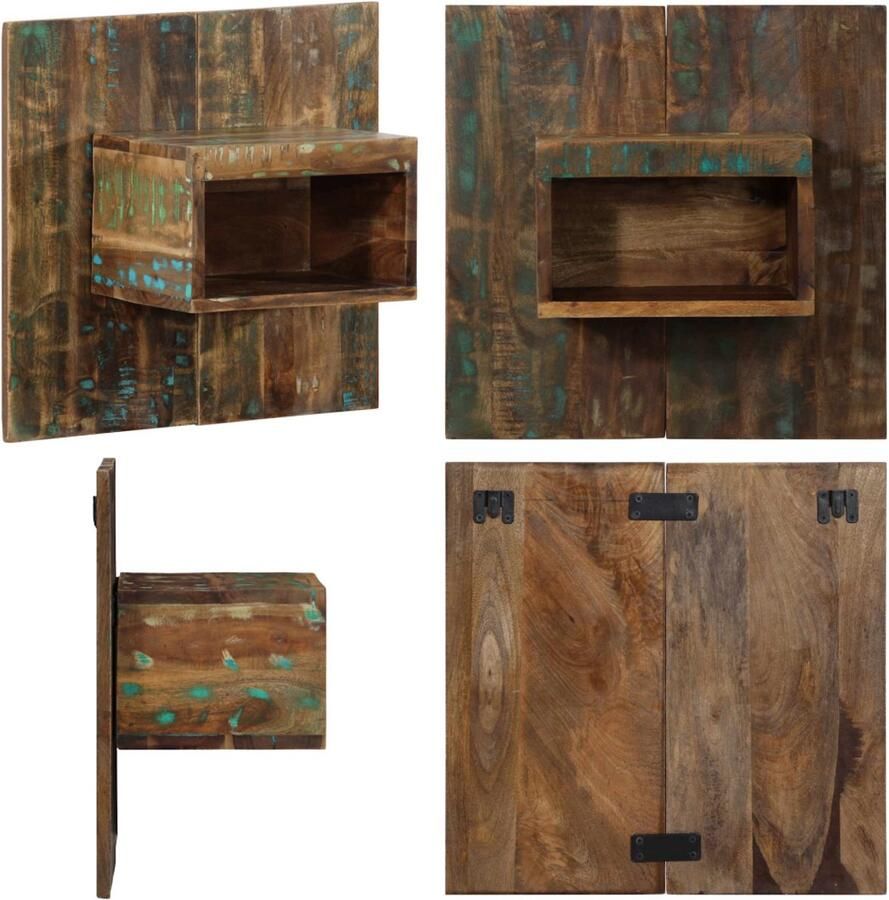 VidaXL Nachtkastje 50x27x50 cm massief gerecycled hout meerkleurig Nachtkastje Nachtkastjes Bijzettafel Wandkastje