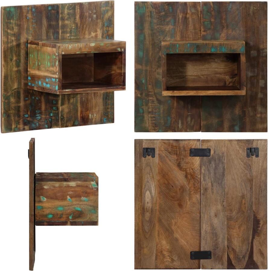 VidaXL Nachtkastje 50x27x50 cm massief gerecycled hout meerkleurig Nachtkastje Nachtkastjes Bijzettafel Wandkastje