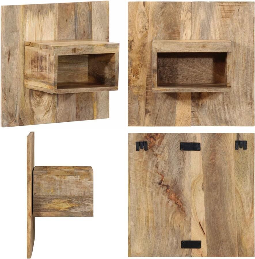 VidaXL Nachtkastje 50x27x50 cm massief ruw mangohout Nachtkastje Nachtkastjes Bijzettafel Wandkastje
